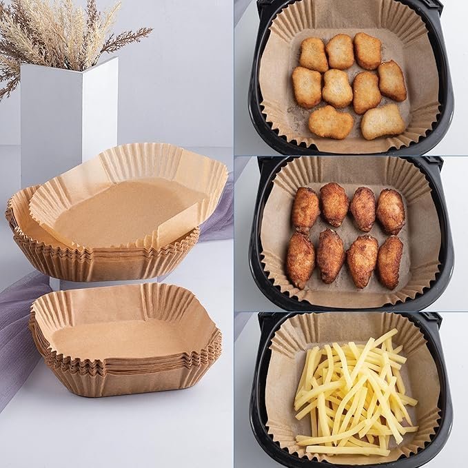 Air Fryer Paper Liners (100 PCS, 8-Inch Square) - Image 3